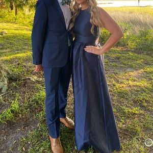Navy satin formal dress